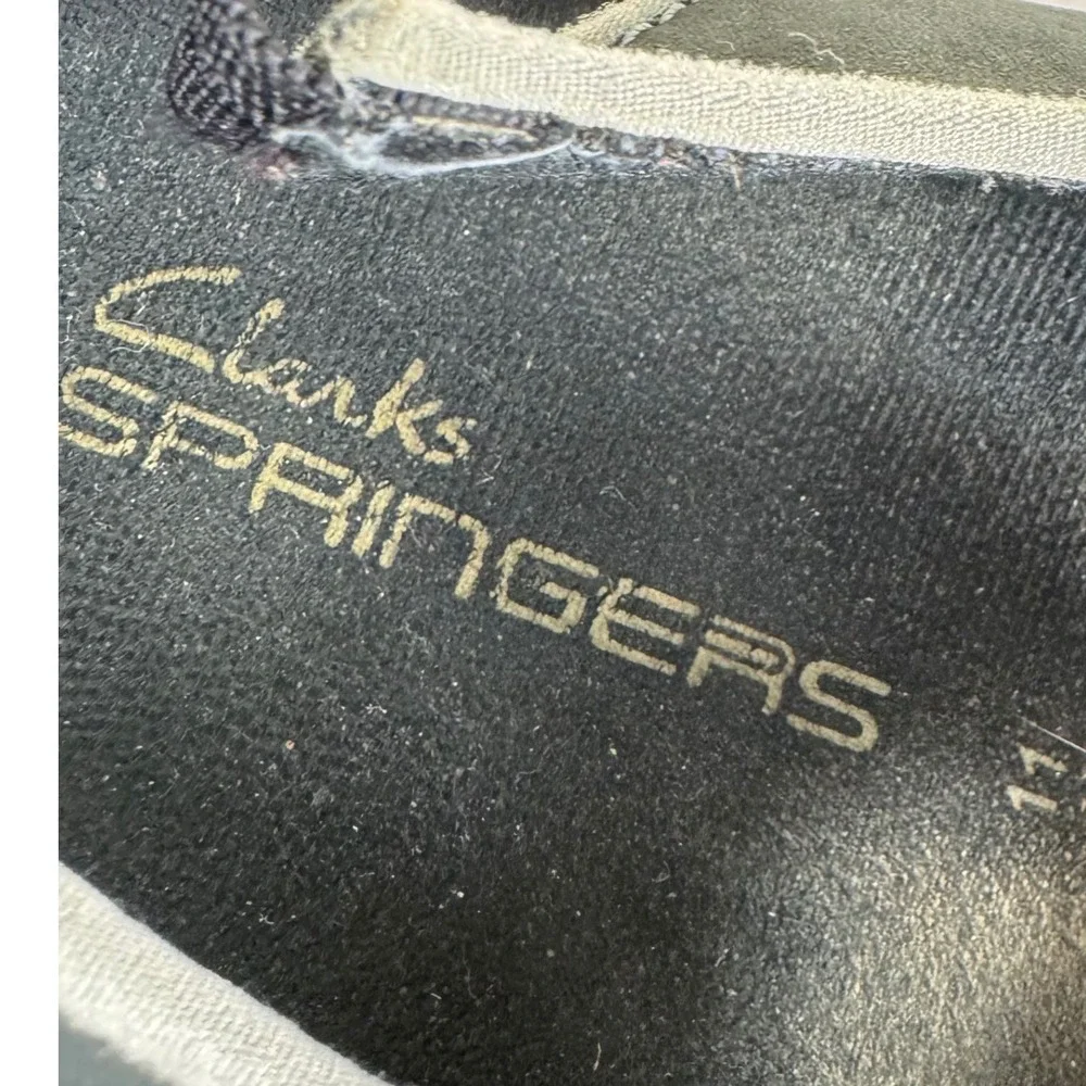 Clarks Springers Mens Gray Nubuck Leather Fisherman Sandals Size 11 Blue Trim‎